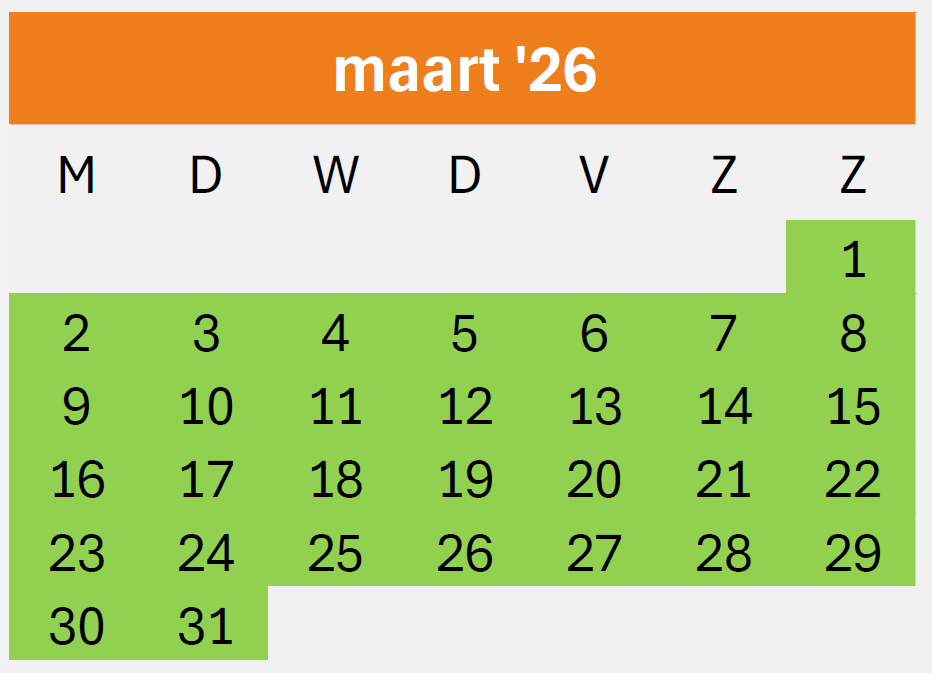 Kalender Maart